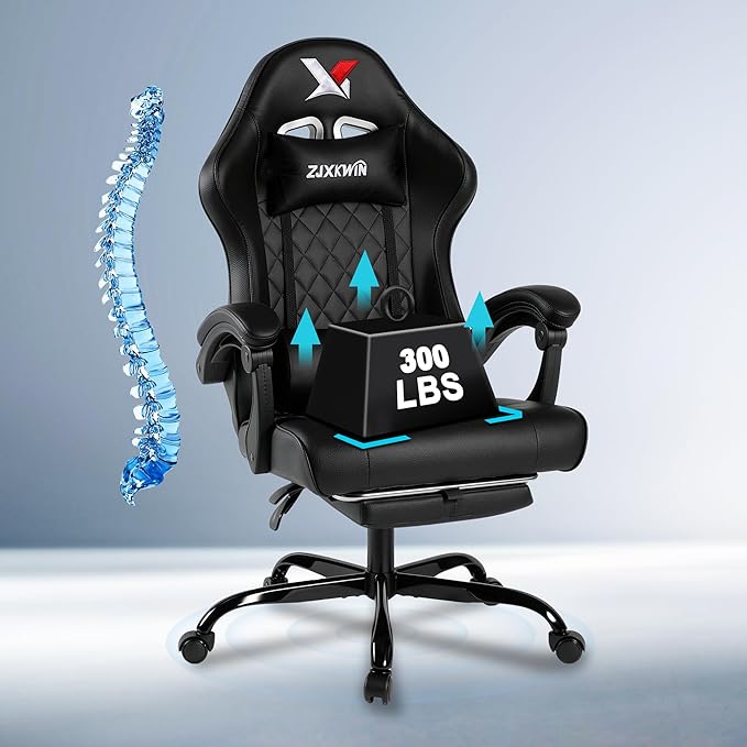 Ergonomic High-Back Gaming Chair with Footrest
