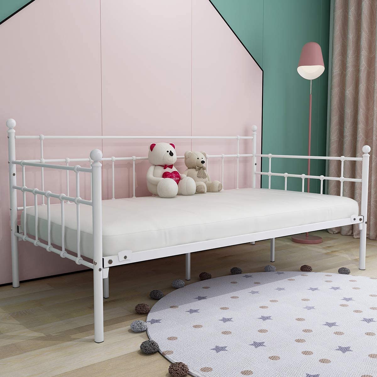Twin Metal Daybed Frame with Steel Slats