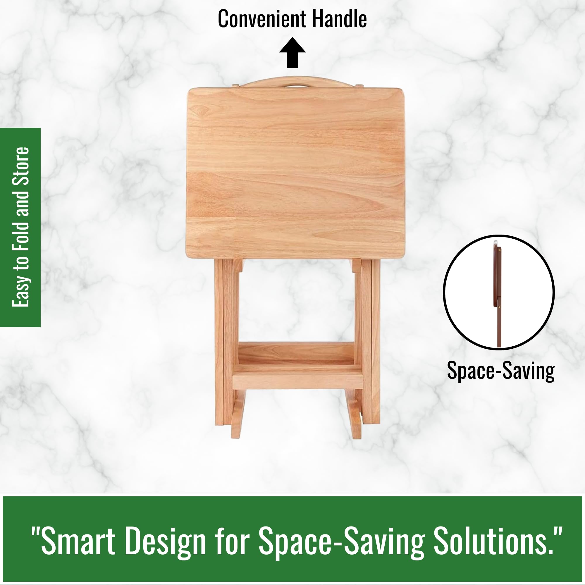 Folding Snack Table Set of 5 with Storage Stand