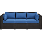 3-Seat Outdoor Wicker Sofa with Cover & Cushions