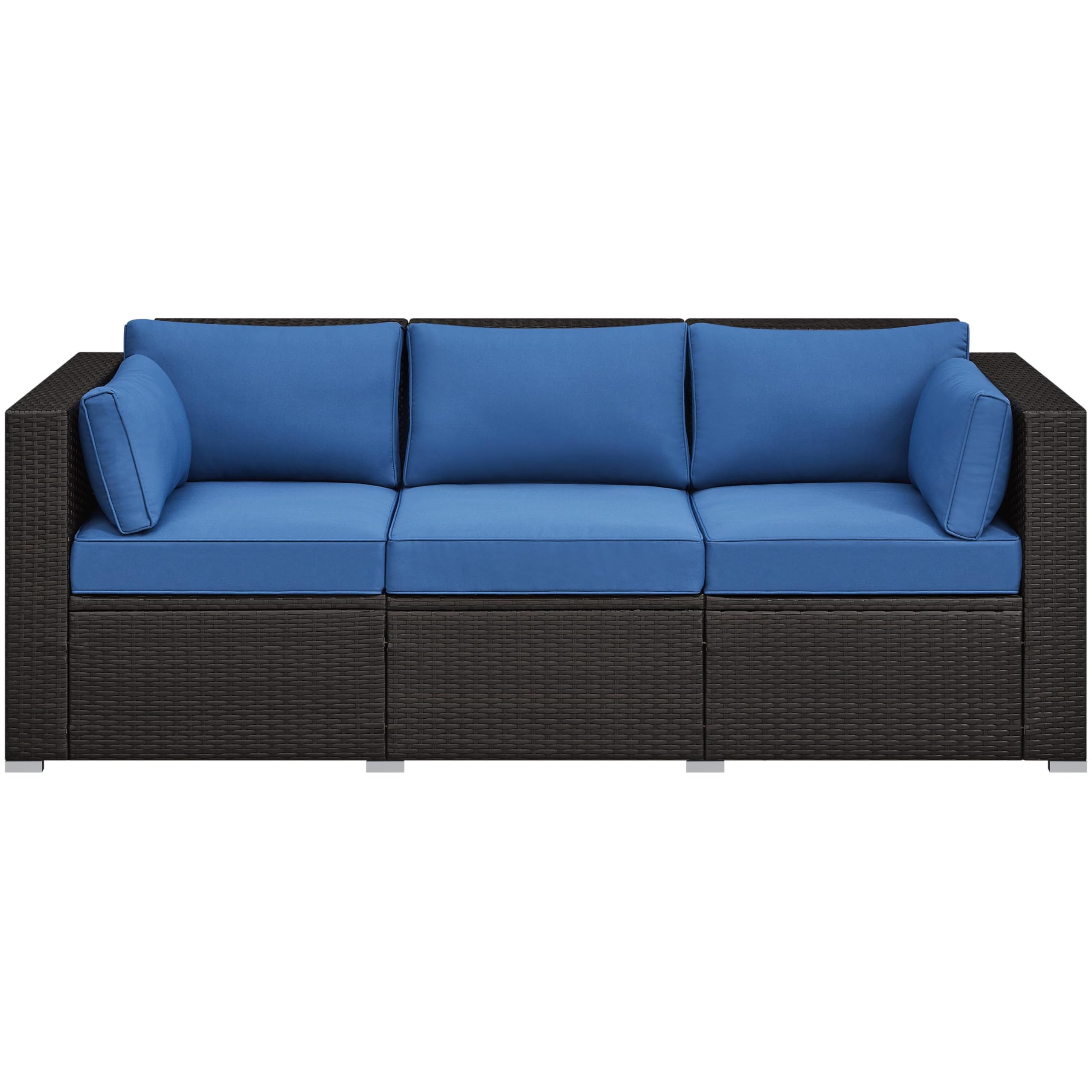3-Seat Outdoor Wicker Sofa with Cover & Cushions