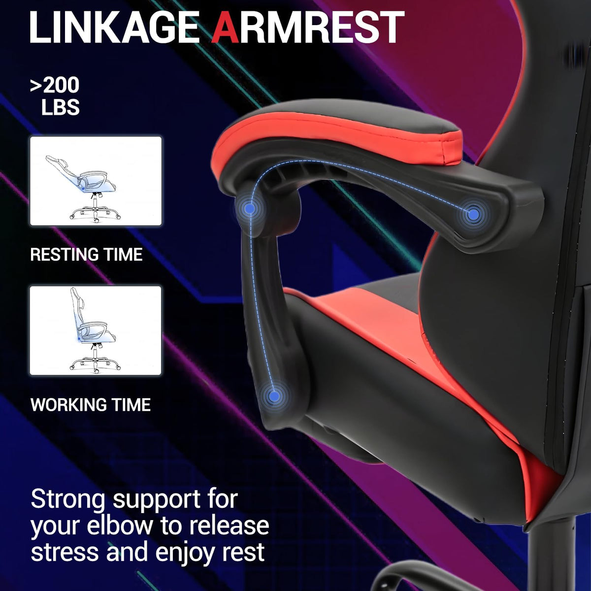 WENTUM Gaming Chair with Footrest for Adults, PU Leather Massage Racing Video Game Chair w/Lumbar Support for Men Women, Ergonomic Computer Gamer Chair for Home Office, Height Adjustable, Red