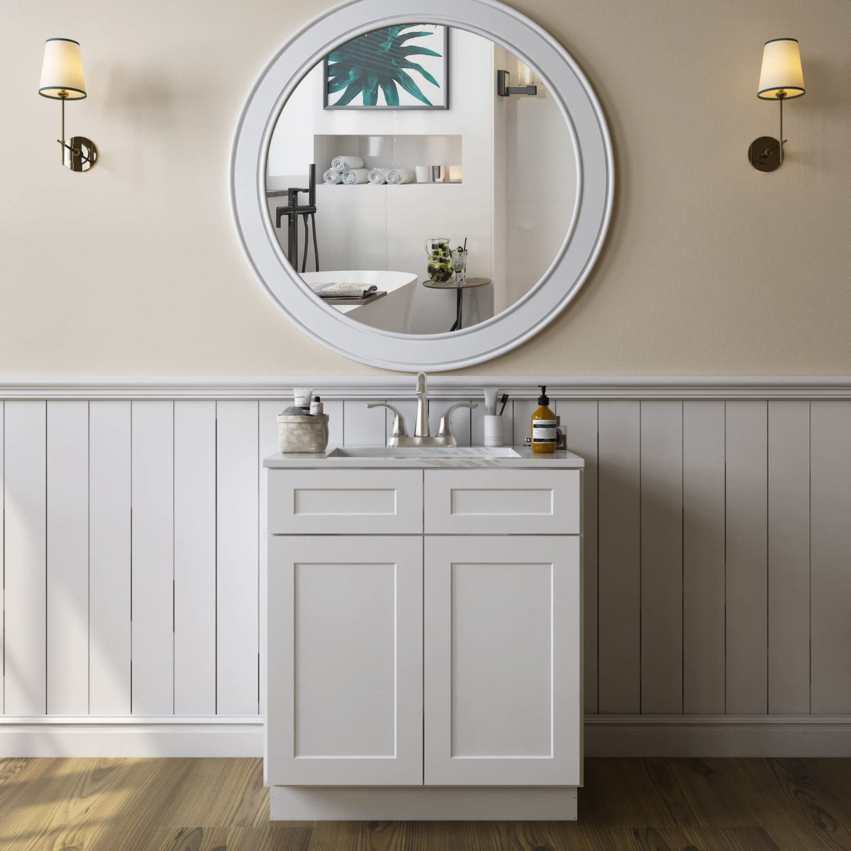 White Shaker Bathroom Vanity Base Cabinet