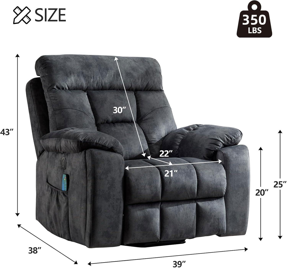 CANMOV Power Lift Recliner Chair with Massage & Heat for Big & Tall, Grey
