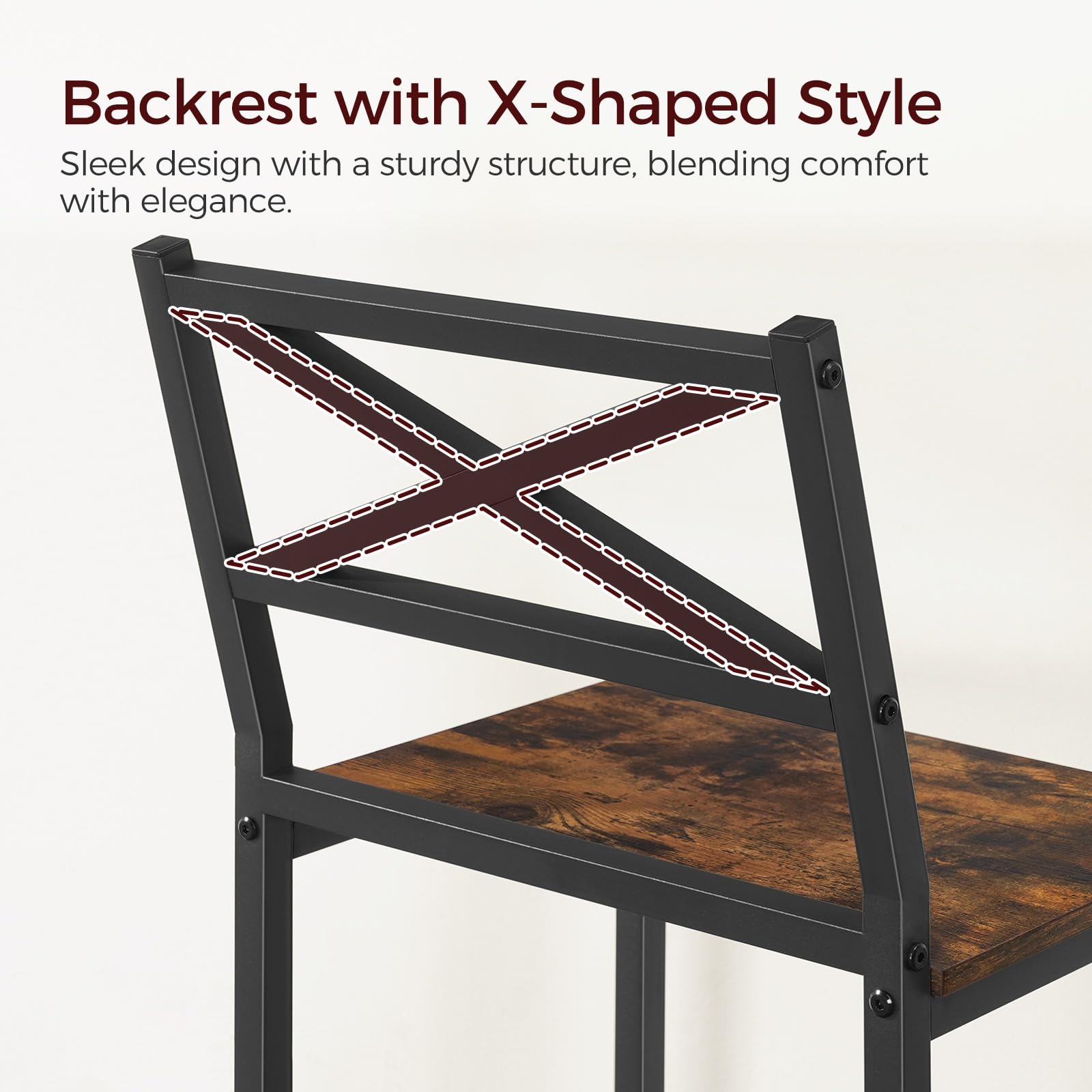 MAHANCRIS Bar Stools, Set of 2 Bar Chairs with Backrest and Footrest, 26" Tall Counter Bar Stools, Kitchen Breakfast Bar Chairs, Easy Assembly, for Dining Room, Rustic Brown BAHR0901N1