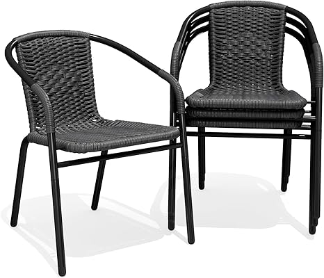 Outdoor Rattan Stackable Dining Chairs, Set of 4
