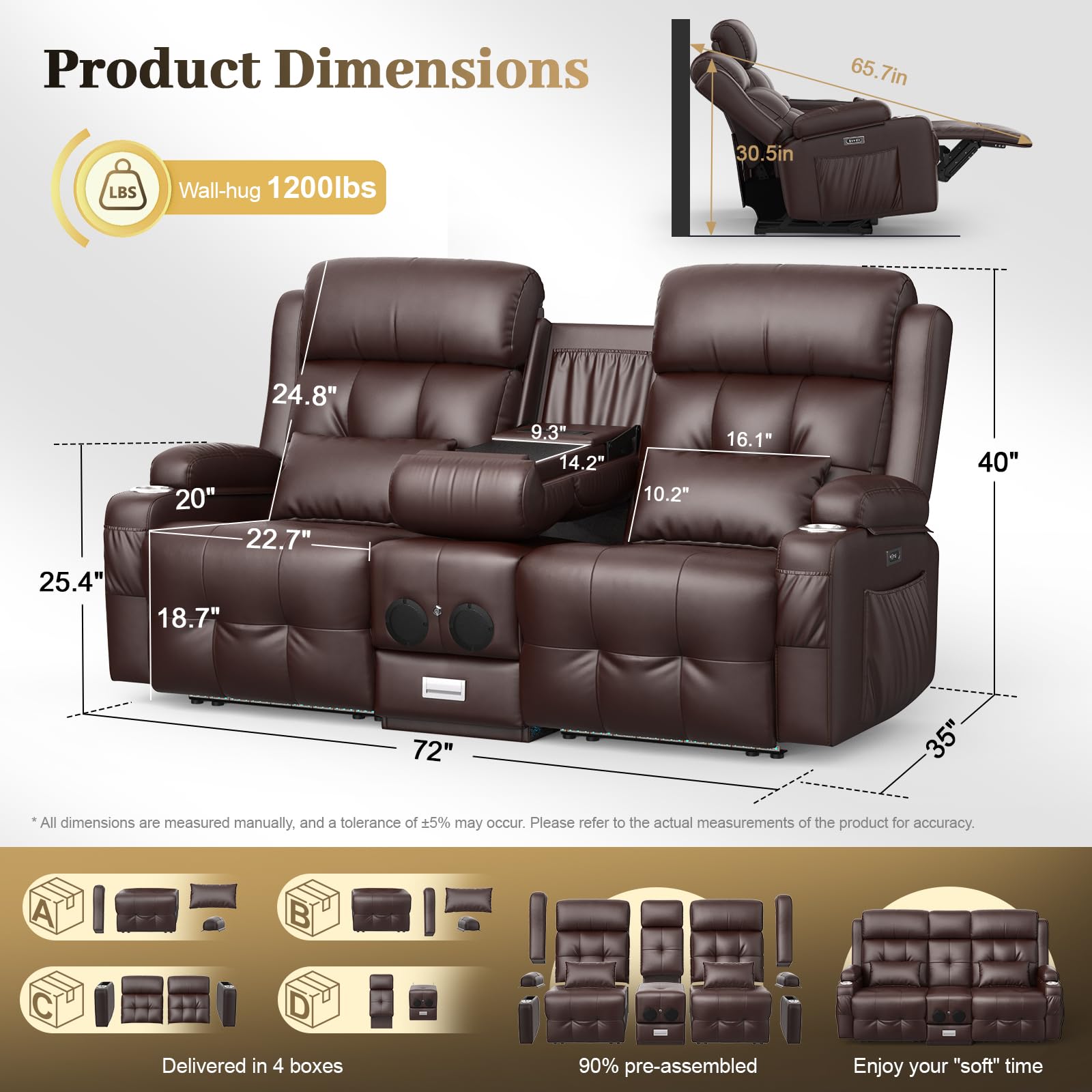 Power Reclining Loveseat with Console & Home Theater Seating