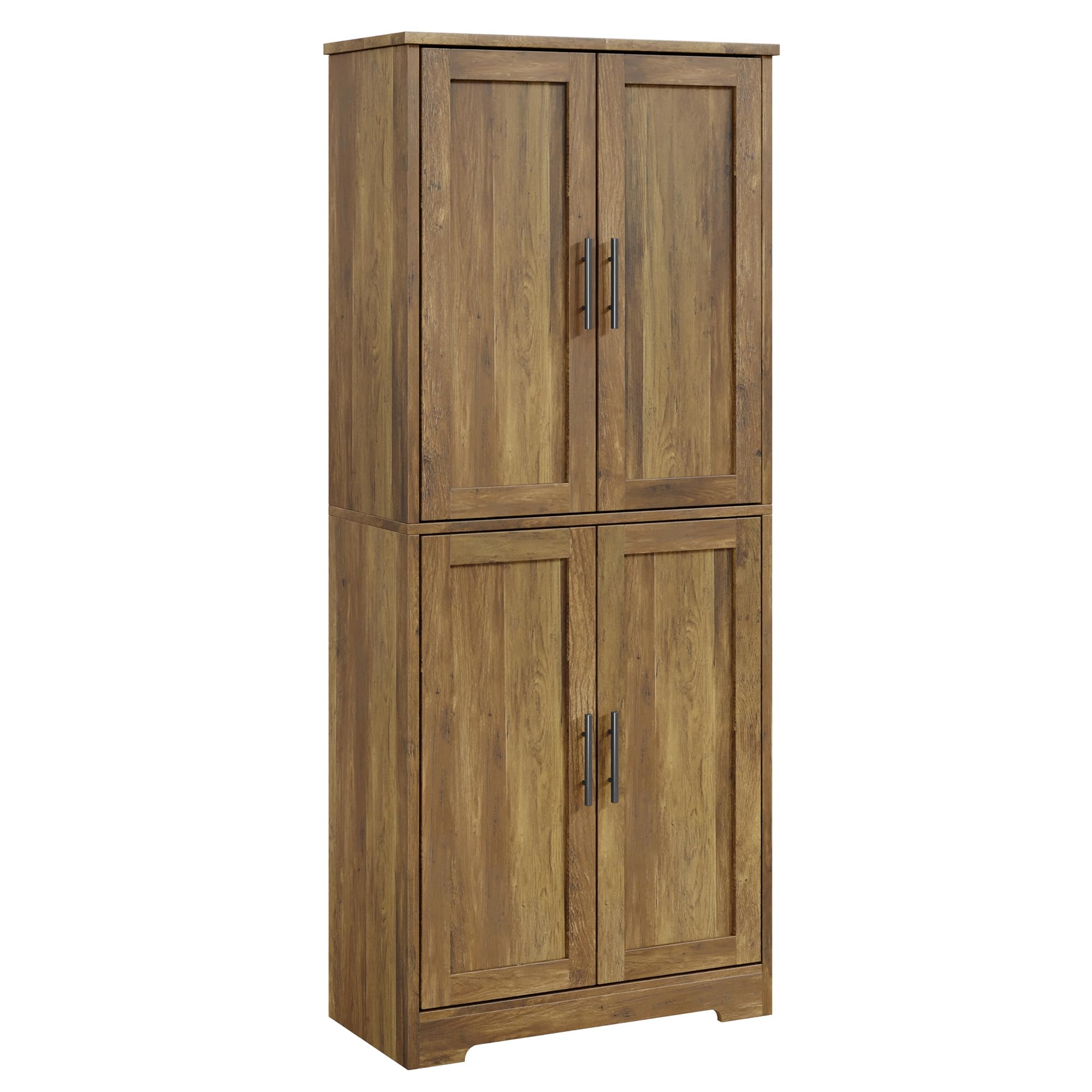 Garvee Modern Tall Pantry Cabinet – Freestanding Kitchen Storage Cupboard with 4 Doors & 3 Adjustable Shelves – Versatile for Living Room, Dining Room, Bathroom, Laundry, Utility – Barnwood Finish