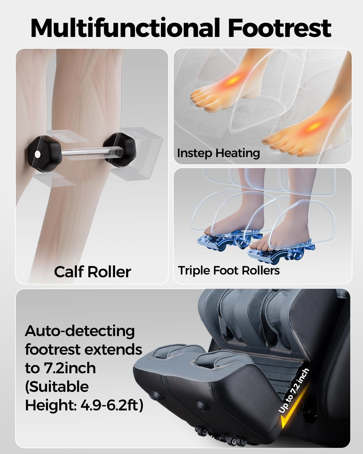 BOSSCARE 4D Massage Chair Full Body Zero Gravity Shiatsu Messager Chair-SL Track AI APP Body Scanning Heating Back Foot Recliner-Massaging Chairs for Office Home