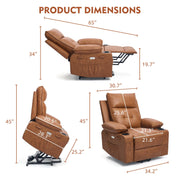 Polar Aurora Power Lift Chair for Elderly,Electric Recliner Chair with Vibrating Massage & Heating,Living Room Chair with Thickened armrest,USB Ports,2 Cup Holders
