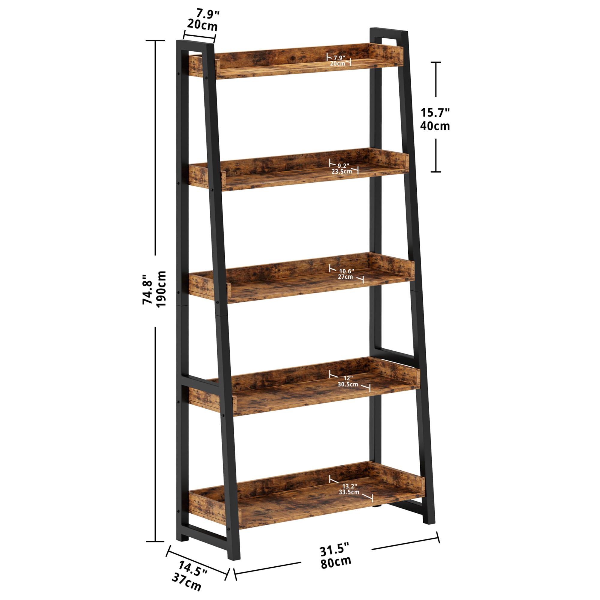5-Tier Industrial Ladder Shelf