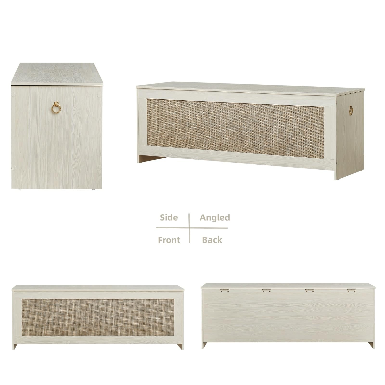 ZenFang 51.2" Storage Chest Extra Large,Storage Bench with 2 Safety Hinges,Wooden Shoe Bench,51.2x15.7x18.3 Inch,Easy Assembly,Storage Bench for Bedroom,Living Room,entryway(White Cream)