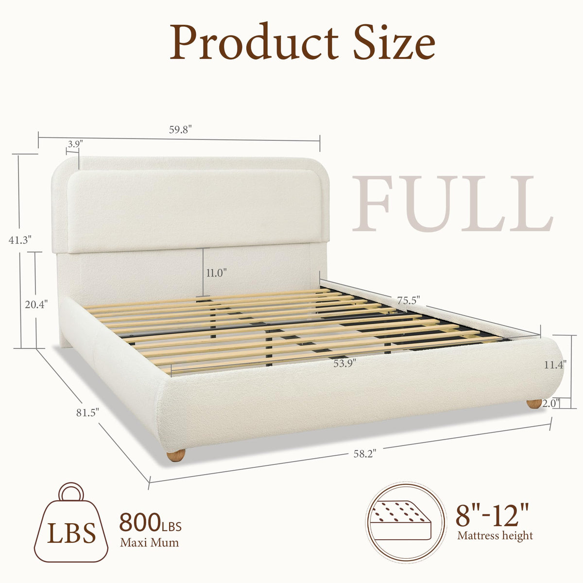 Full Boucle Bed Frame
