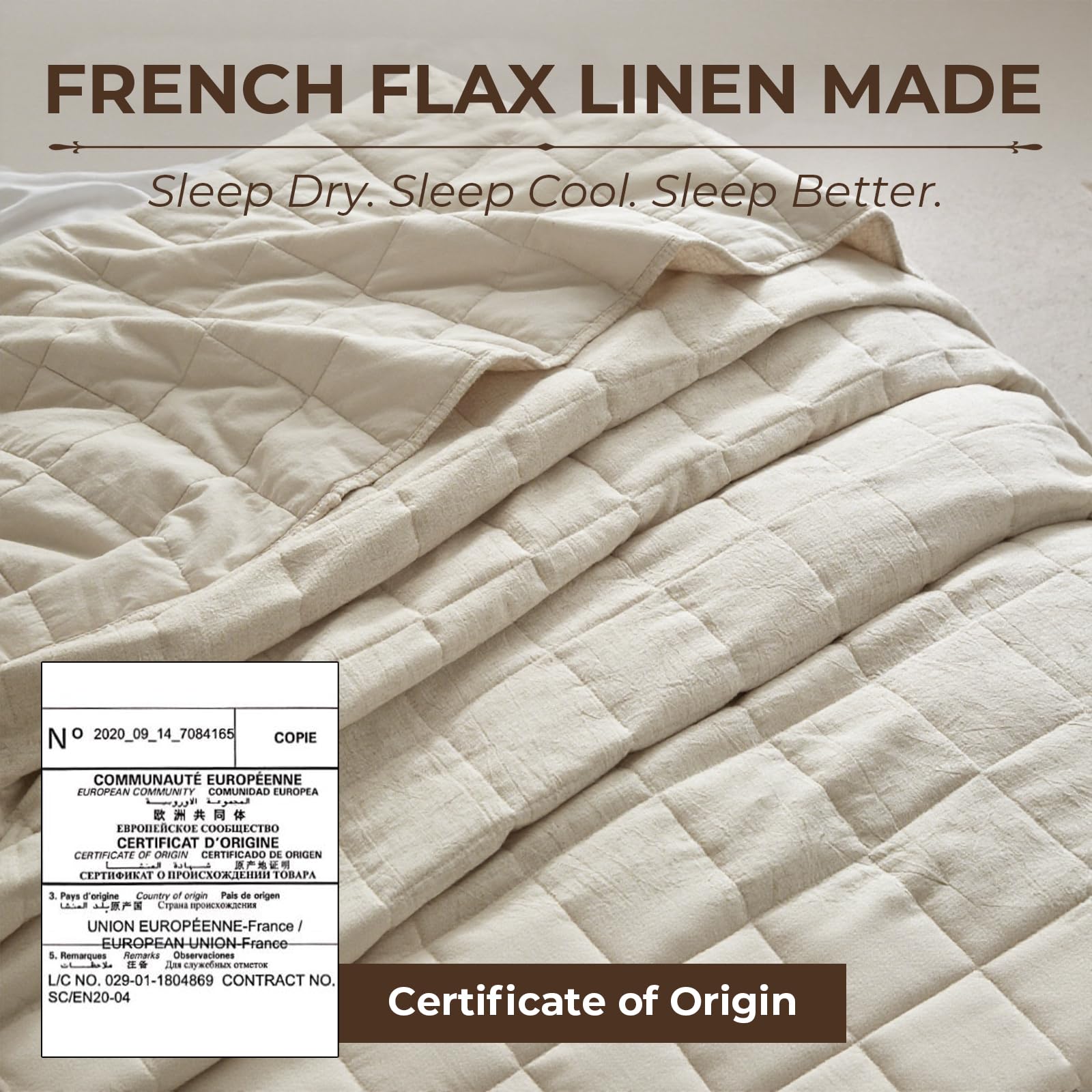 Linen & Cotton Quilt Set – 3-Piece Bedspread