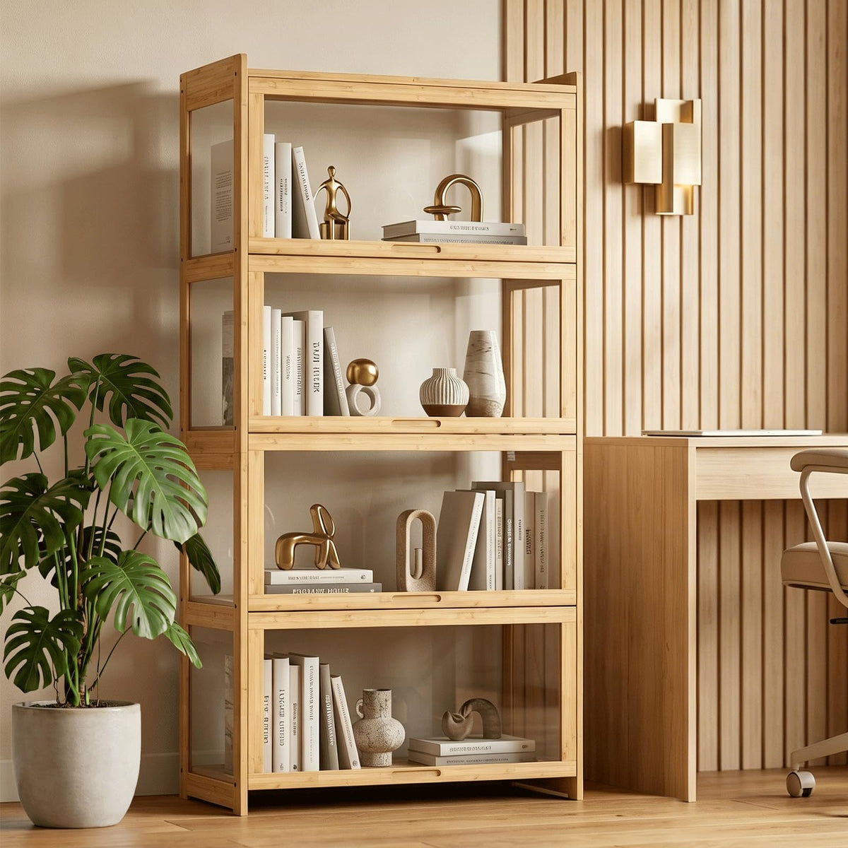 4-Tier Bamboo Display Cabinet