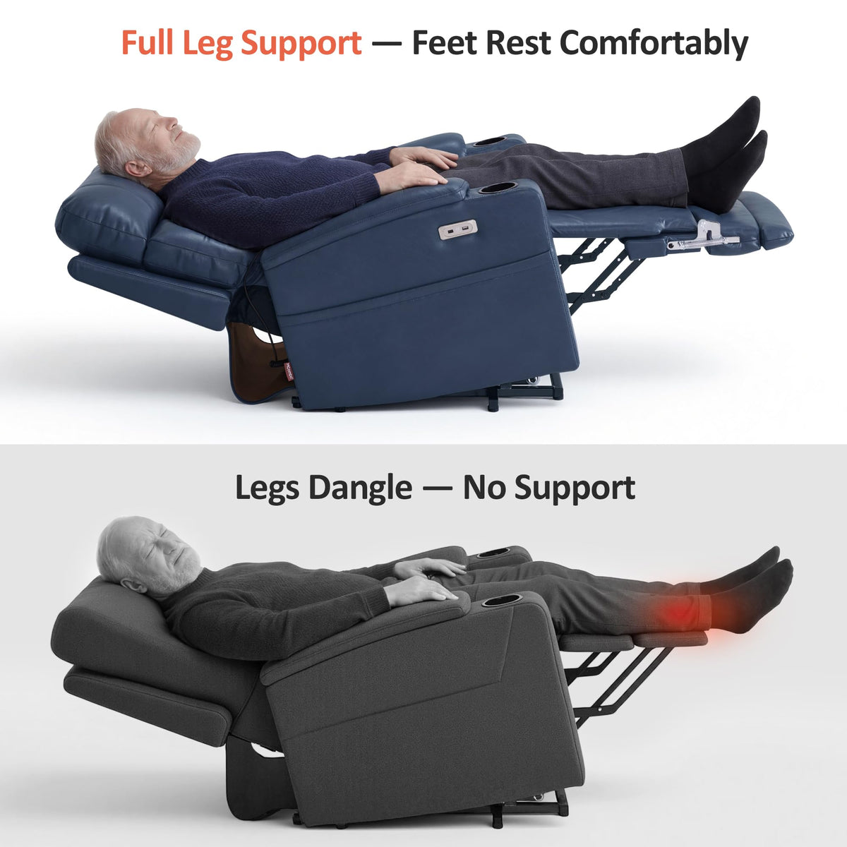 Blue Dual Motor Power Lift Recliner