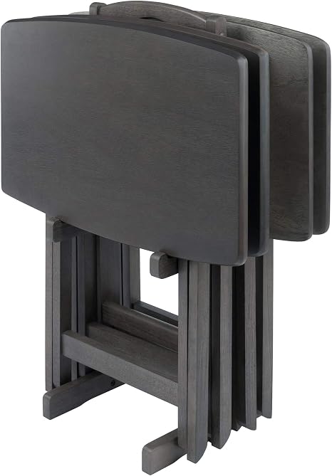 5-Piece Folding Snack Table Set with Storage Rack