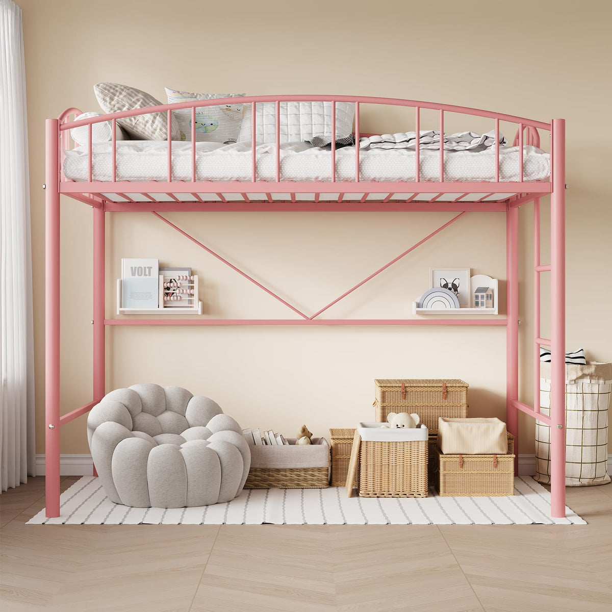 Twin Metal Loft Bed with Ladder