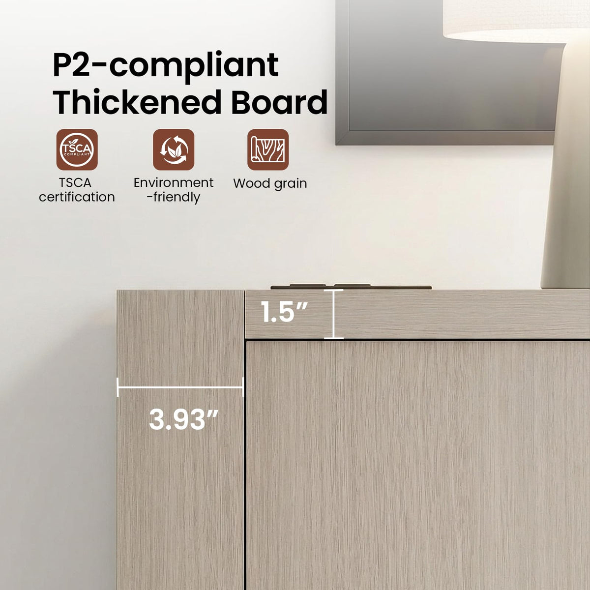 ModernMate 58'' TV Stand for TVs Up to 65'', Entertainment Center with Outlet, 2 Storage Cabinet, Wood Television Media Console Cabinet with Adjustable Shelf for Living Room, Bedroom, White Oak Gray