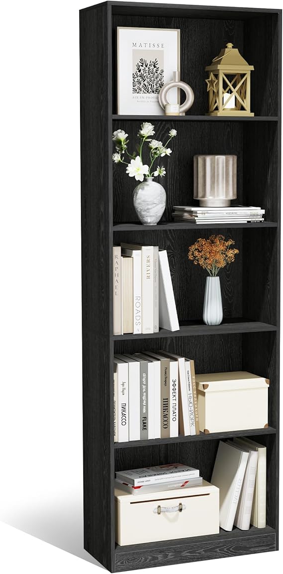 5-Tier Tall Bookshelf, 70.8" Floor Standing Bookcase