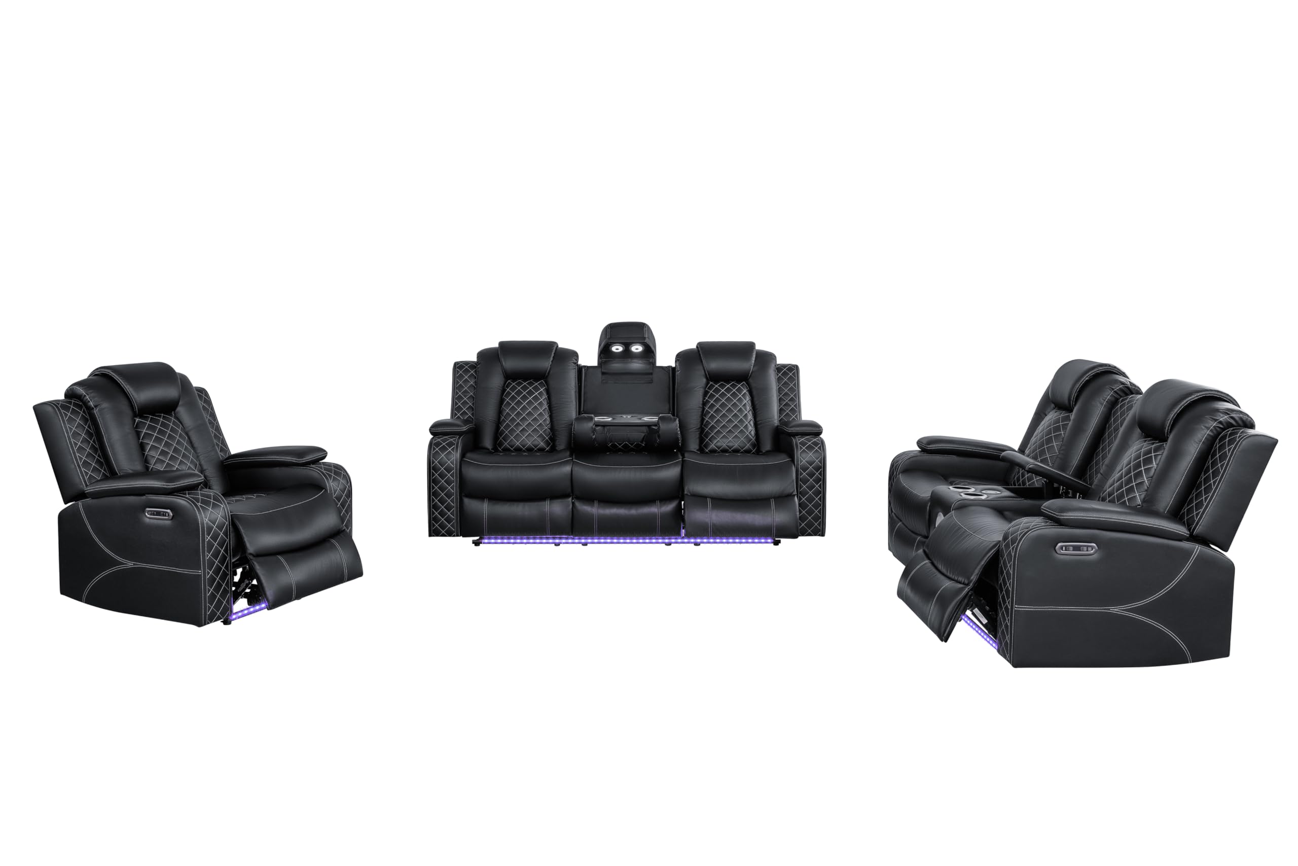 Power Recliner Sofa Set – 3-Piece