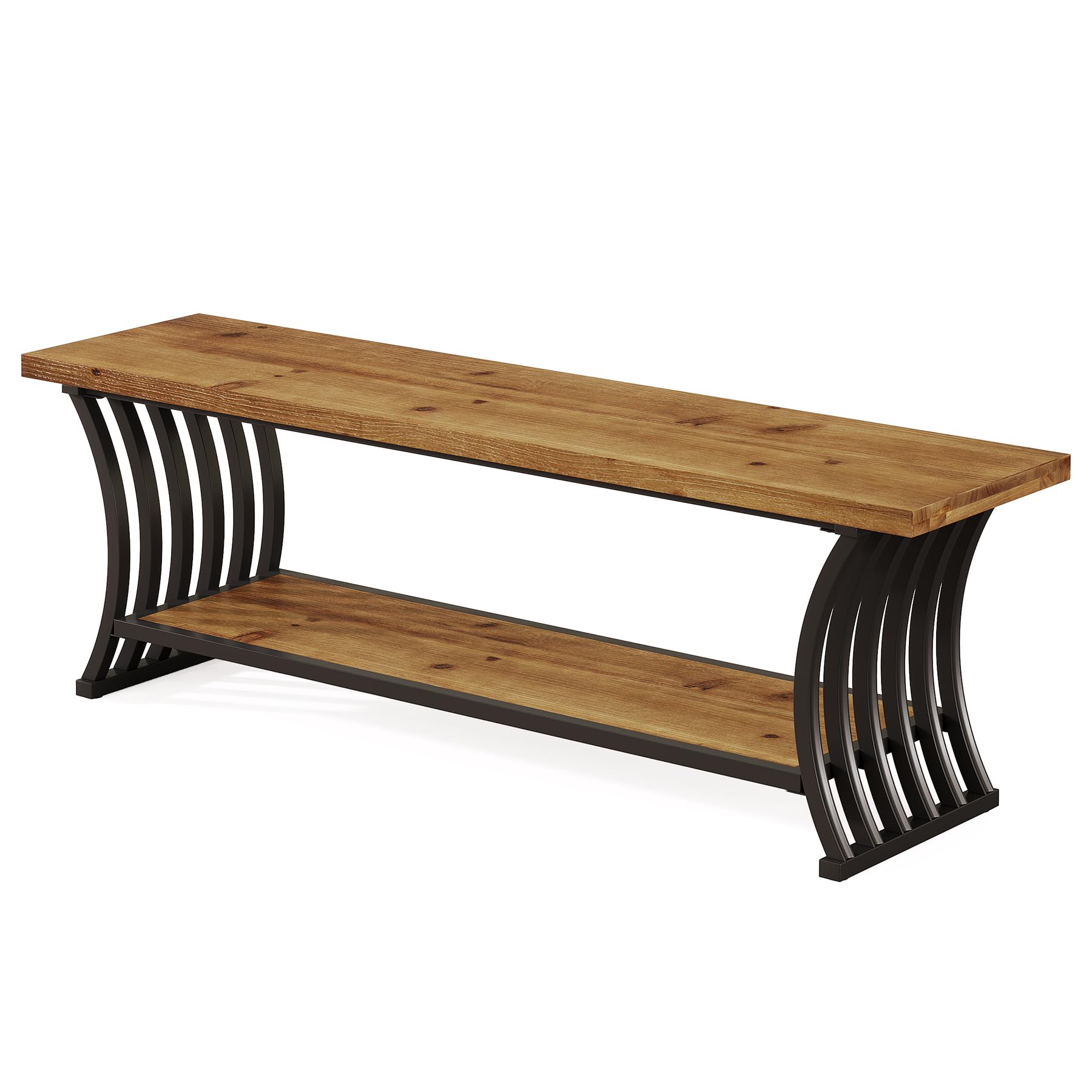 Industrial Entryway Bench with Shelf