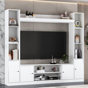 ECACAD 81" W Wall Unit Entertainment Center with Bookshelves, White