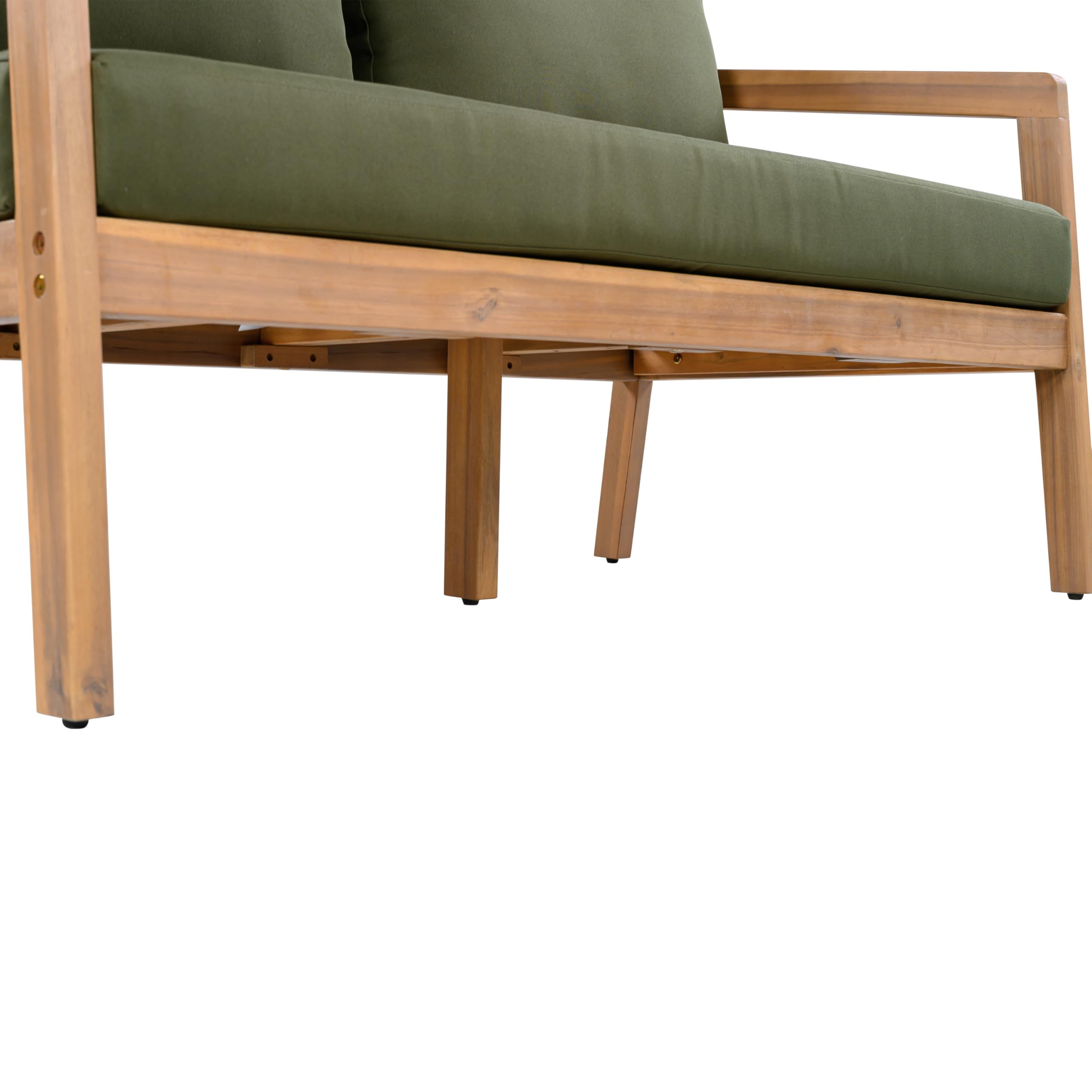 Acacia Wood Outdoor Loveseat Sofa with Removable Cushions