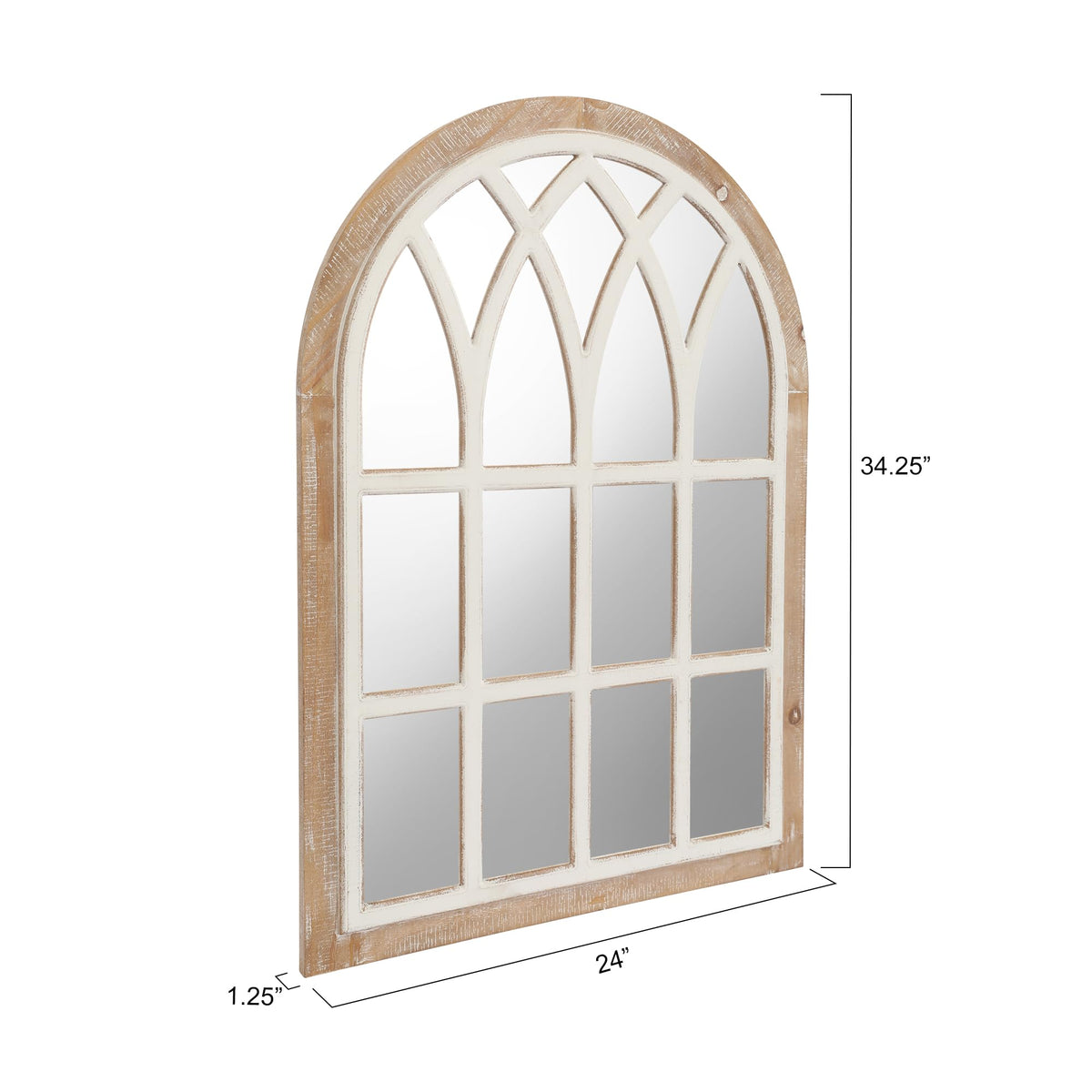 Runglecho Farmhouse Window Pane Mirror, Large Decorative White Wall Mirror for Living Room Kitchen Entryway, 24 L x 34,Brown