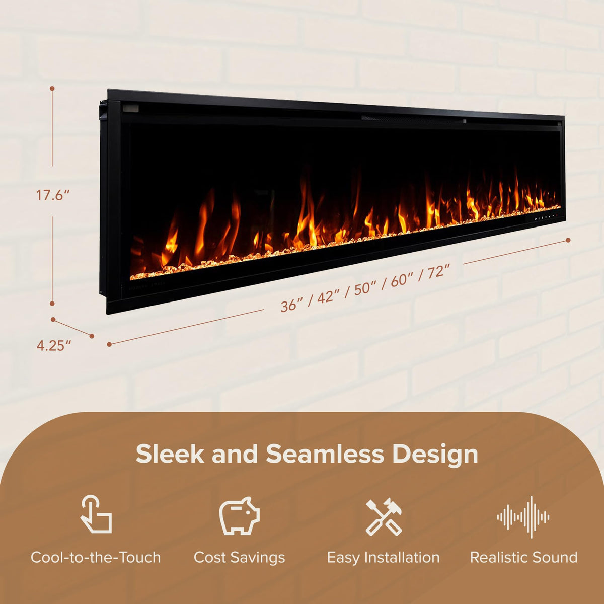 72-Inch Slim Electric Fireplace