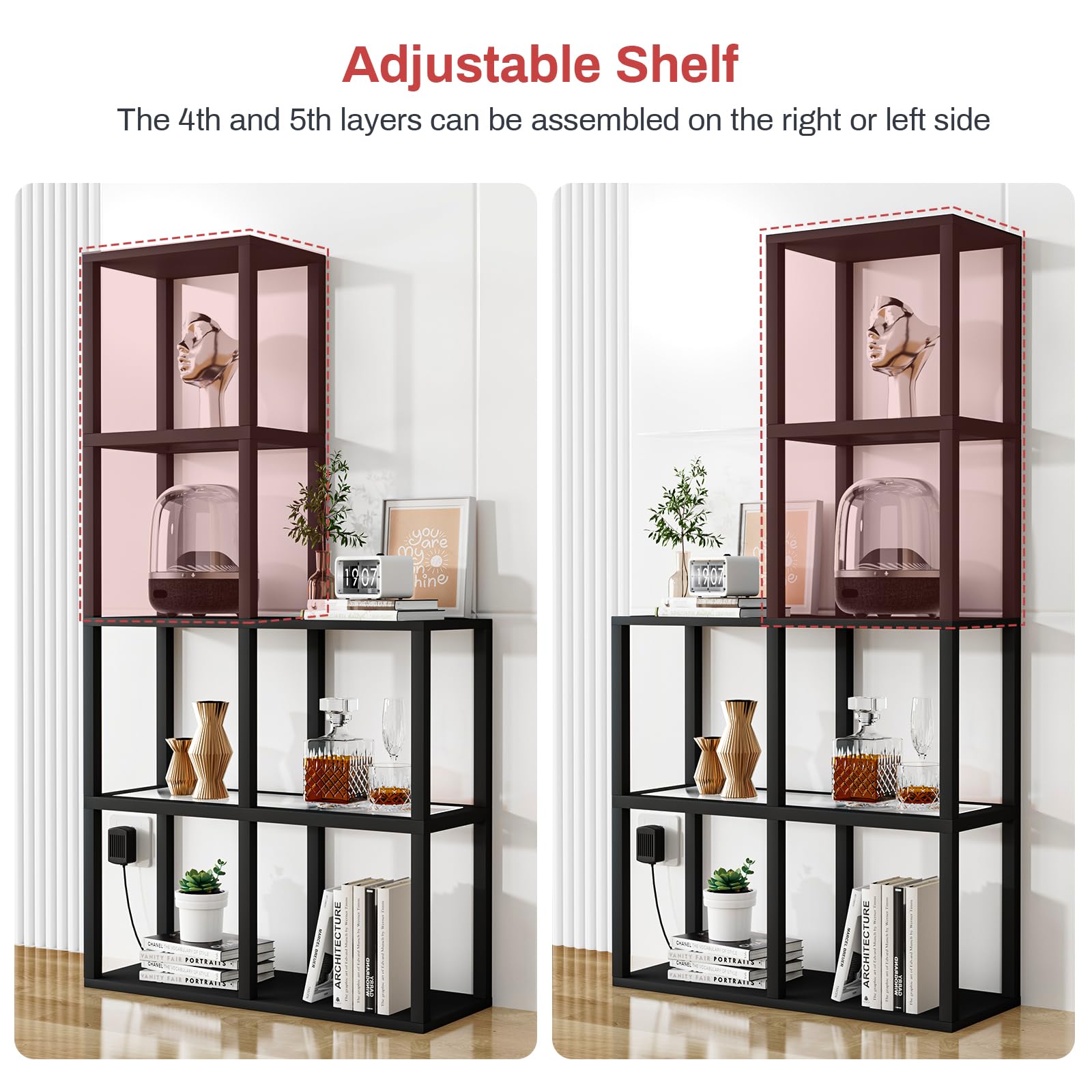 5-Tier Corner Display Shelf with LED Light