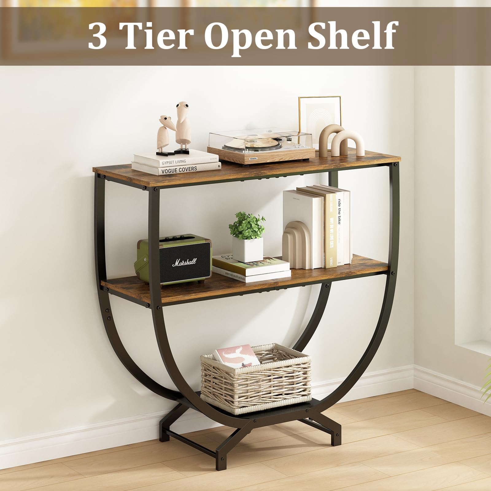 3-Tier Industrial Console Table