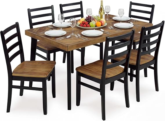7-Piece Dining Table Set with 6 Upholstered Chairs