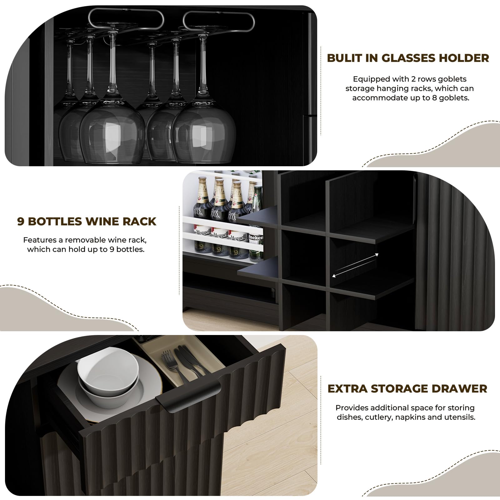 Coffee Bar Cabinet with Fridge