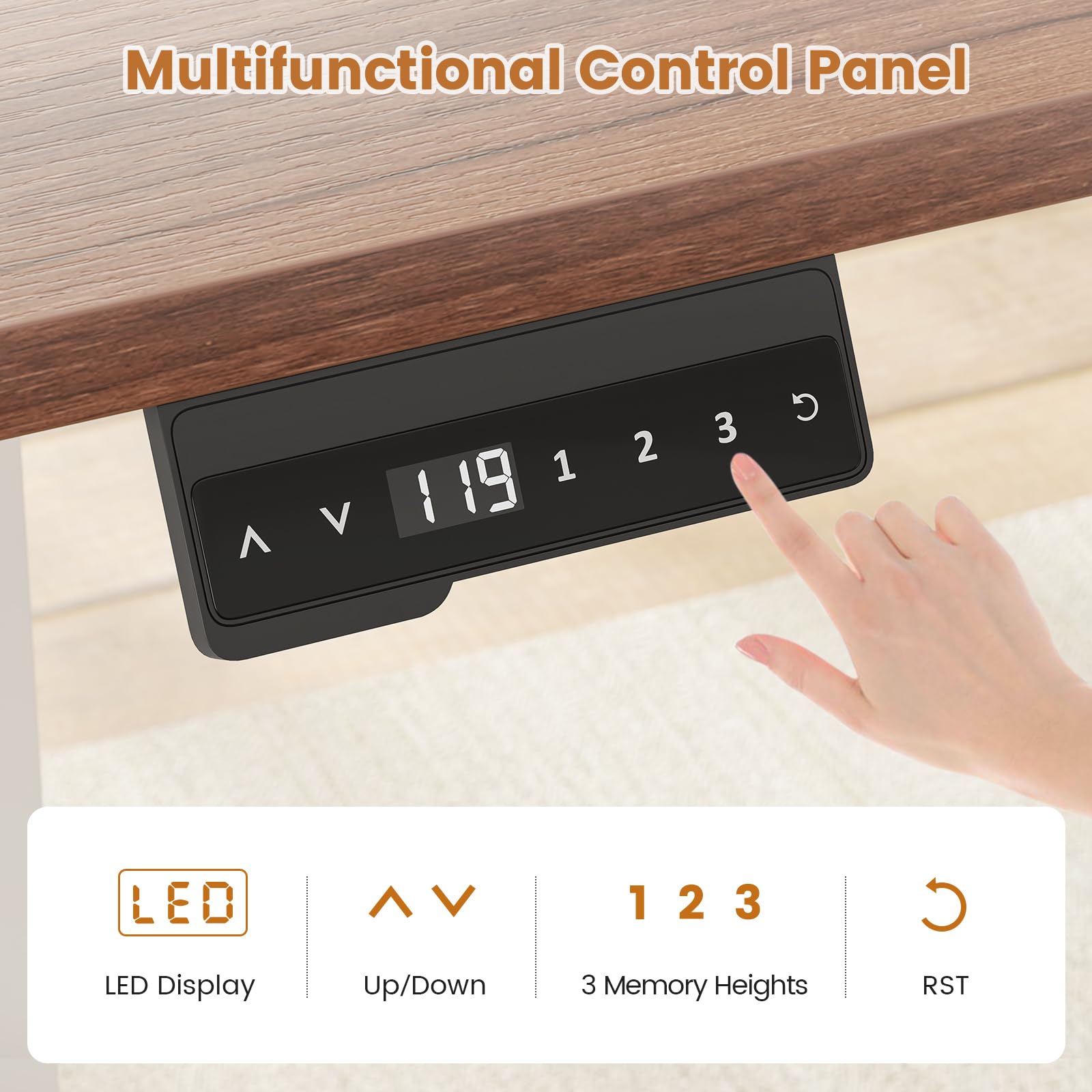 L-Shaped Height Adjustable Standing Desk with Storage & Power Outlets