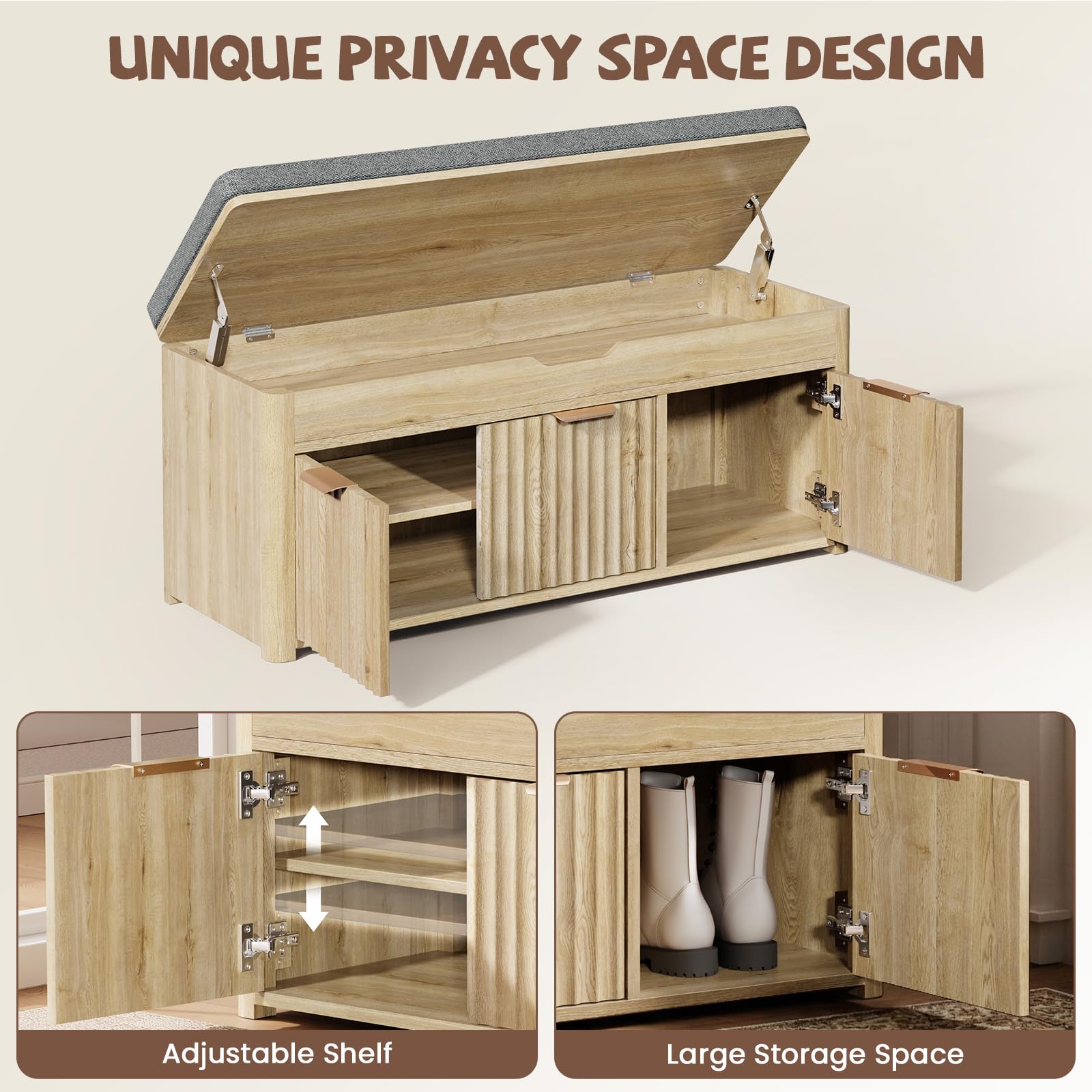 Lift-Top Shoe Storage Bench with Cushioned Seat