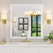 White Metal-Framed Bathroom Mirror