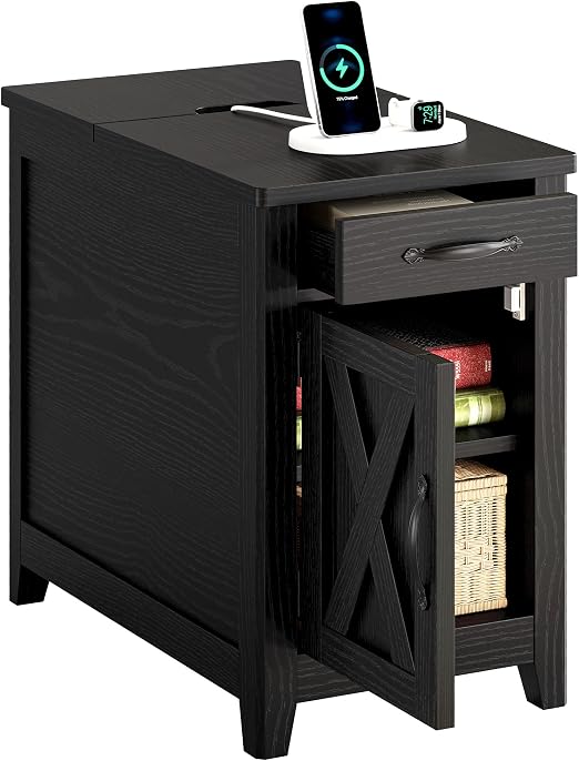 End Table with Charging Station & Storage