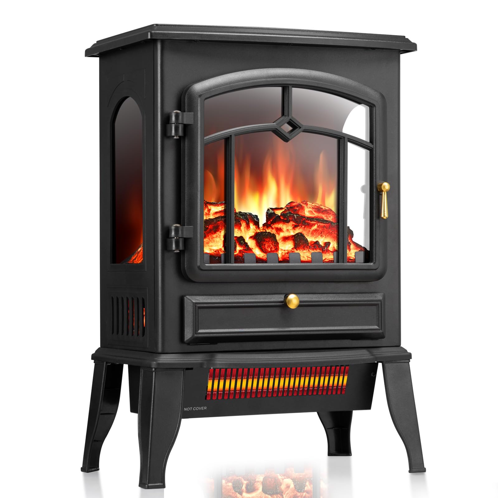 Electric Fireplace Stove Heater with Adjustable Flame