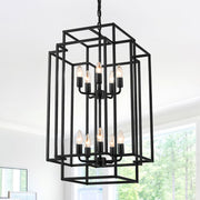 10-Light Lantern Chandelier for High Ceilings