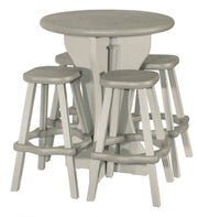 Round Resin Patio Bar Table Set with 4 Barstools