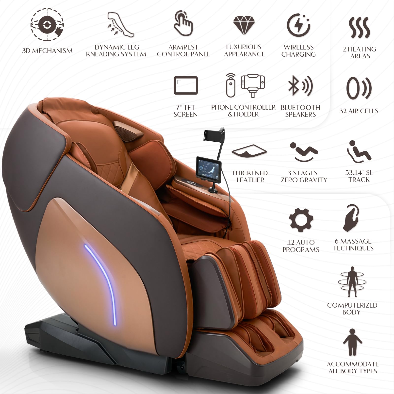3D Full Body Massage Chair with Zero Gravity Recliner