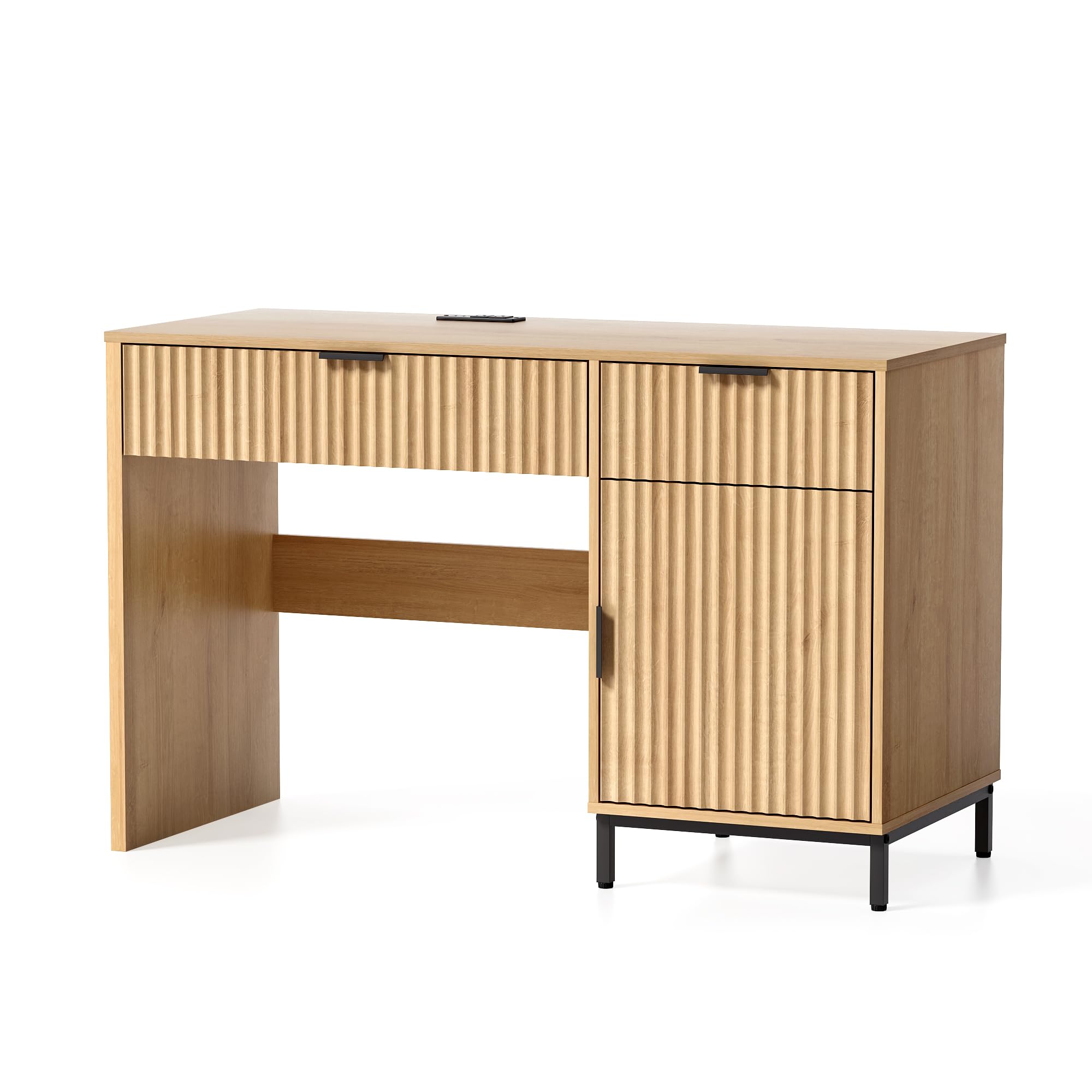 47" Fluted Computer Desk with Drawers & Cabinet