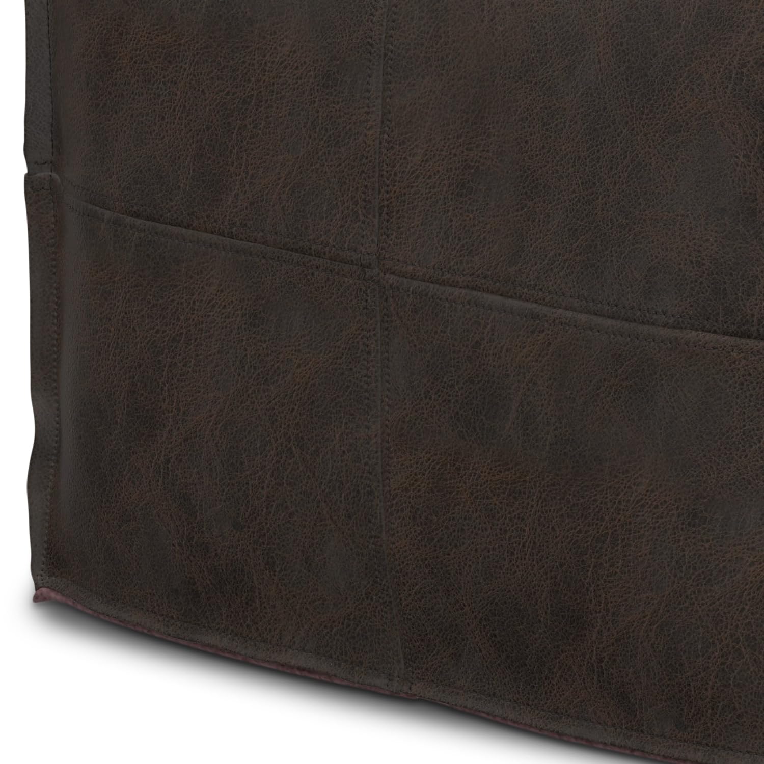 Square Leather Pouf Ottoman
