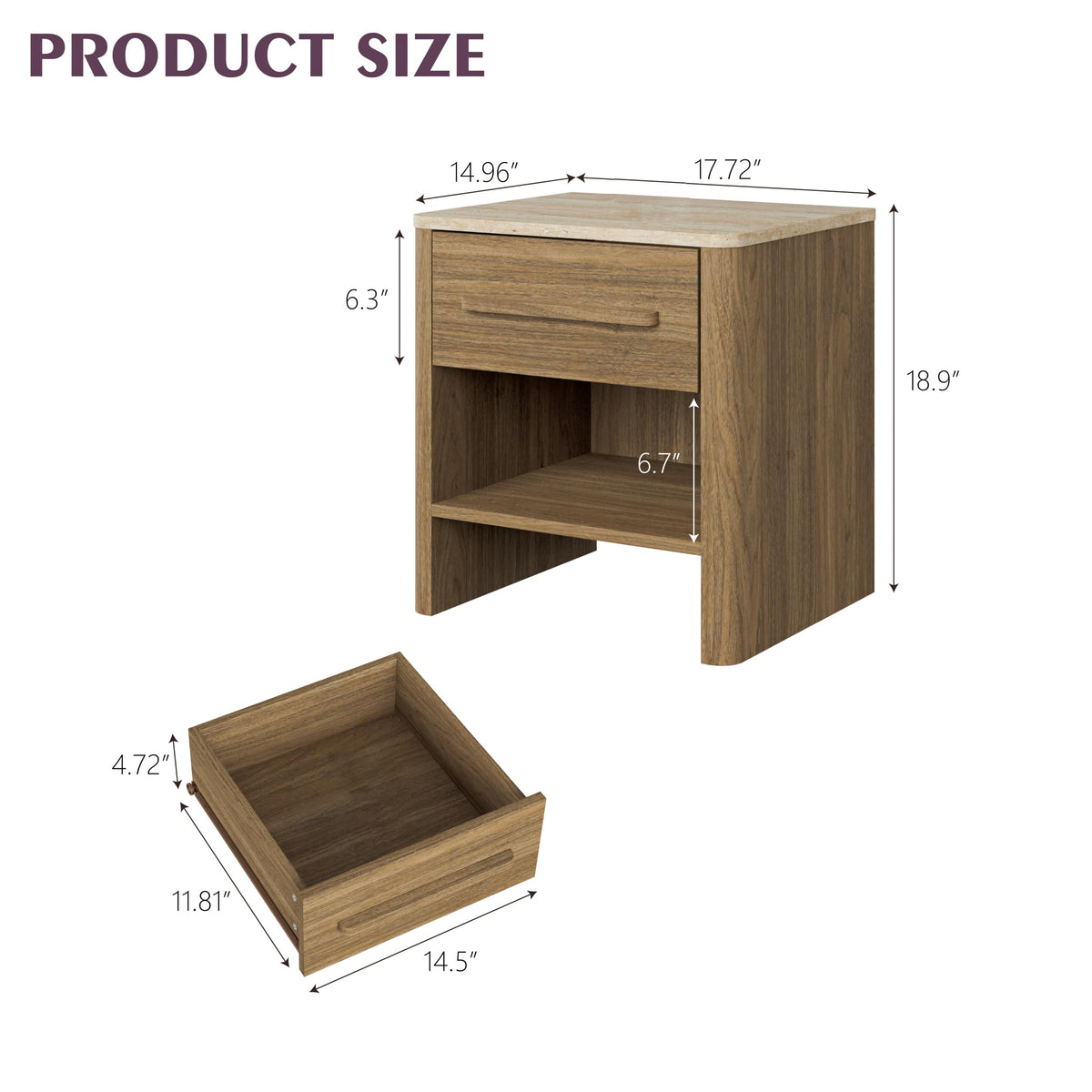 Walnut Nightstand with Drawer