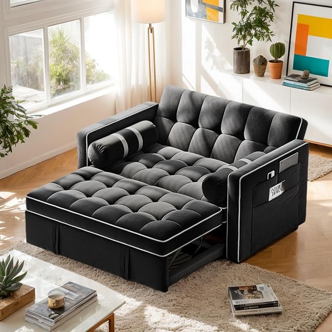 3-in-1 Convertible Sleeper Sofa Bed with USB Ports