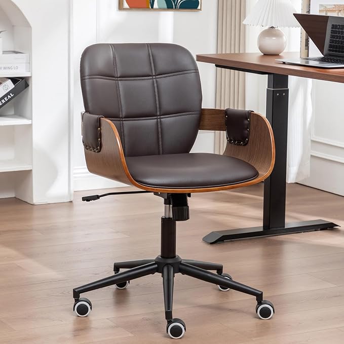 Mid-Century Faux Leather Desk Chair
