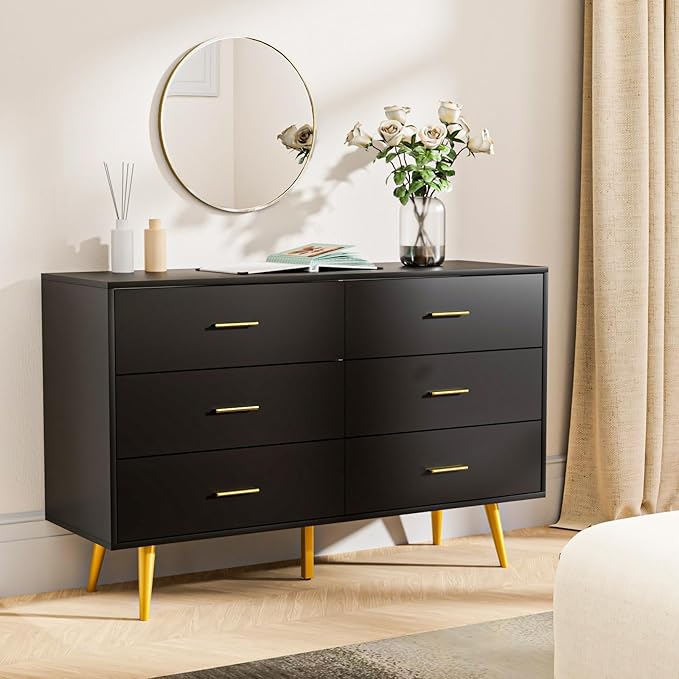 6-Drawer Dresser with Wide Drawers & Metal Handles