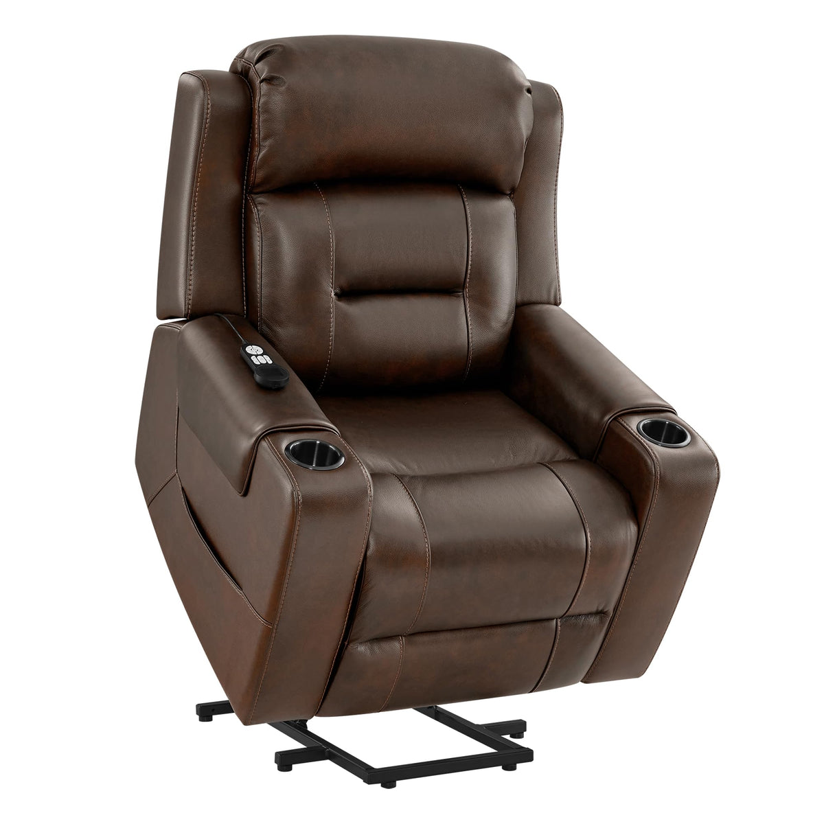 Watson & Whitely Genuine Leather Power Lift Recliner Chair, Lay Flat, Brown