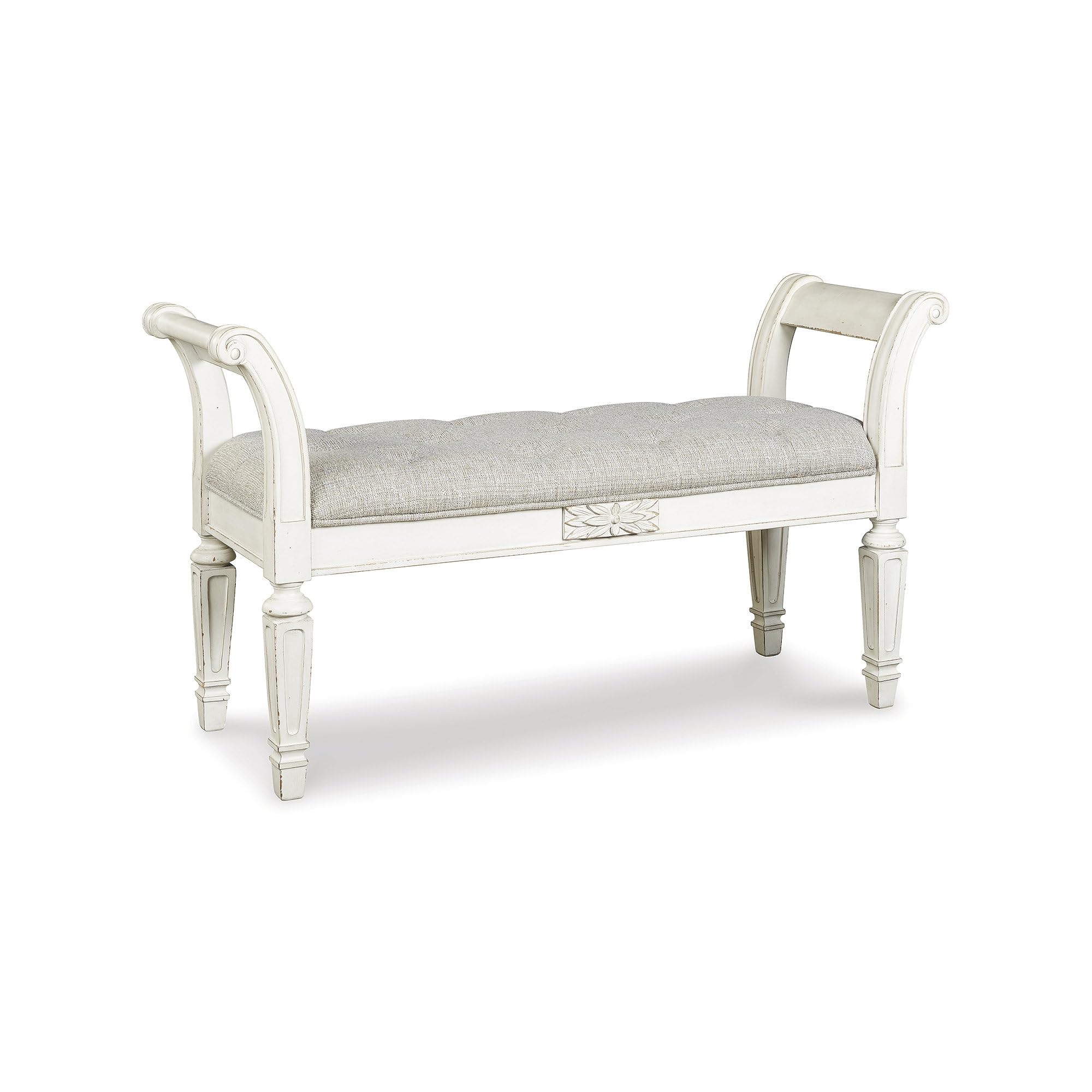 Tufted Accent Bench with Scrolled Arms
